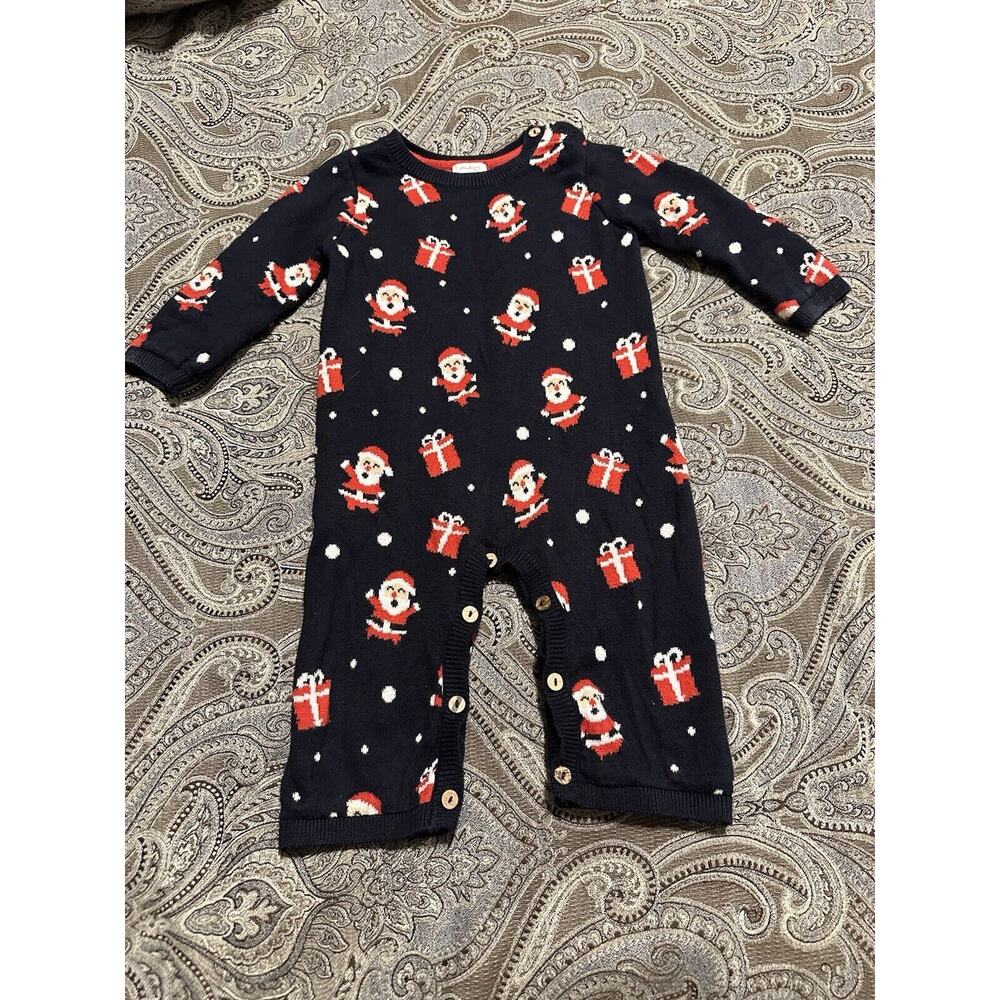 Mud Pie Baby Boy/Girl Christmas Knit Santa One Piece Outfit Size 6-9 M